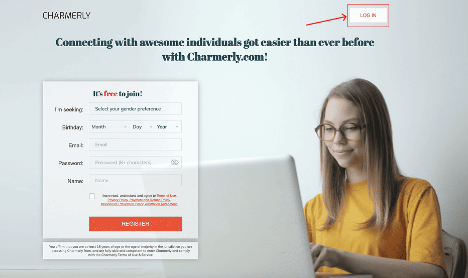 Charmerly login process
