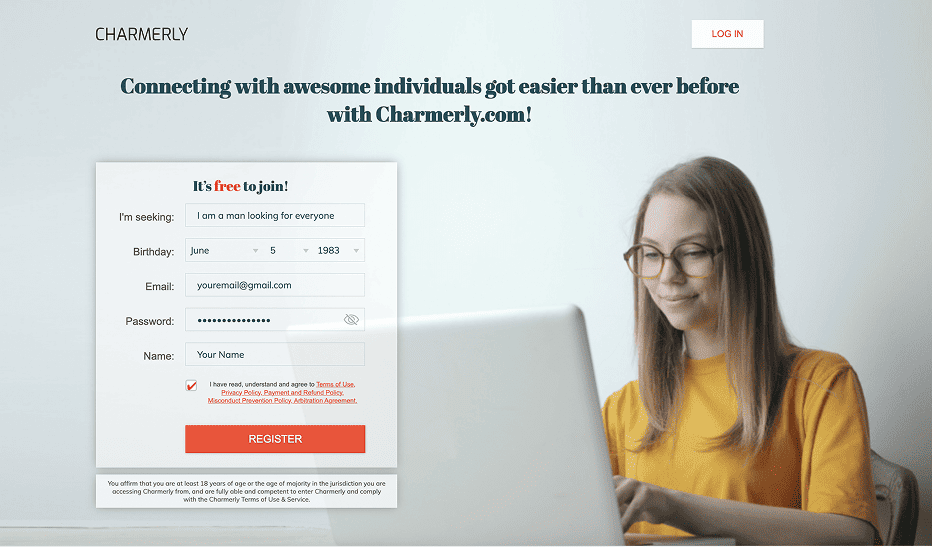 Charmerly registration form