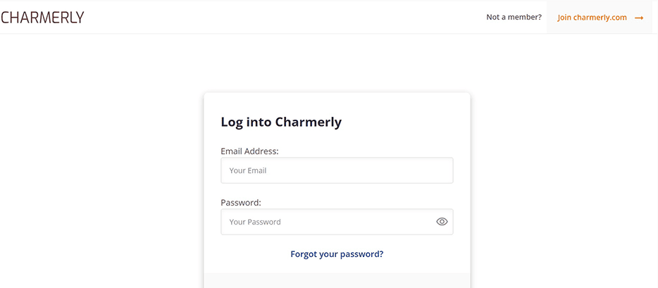 Charmerly sign in page